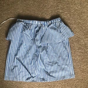 Strapless blue and white strip shirt